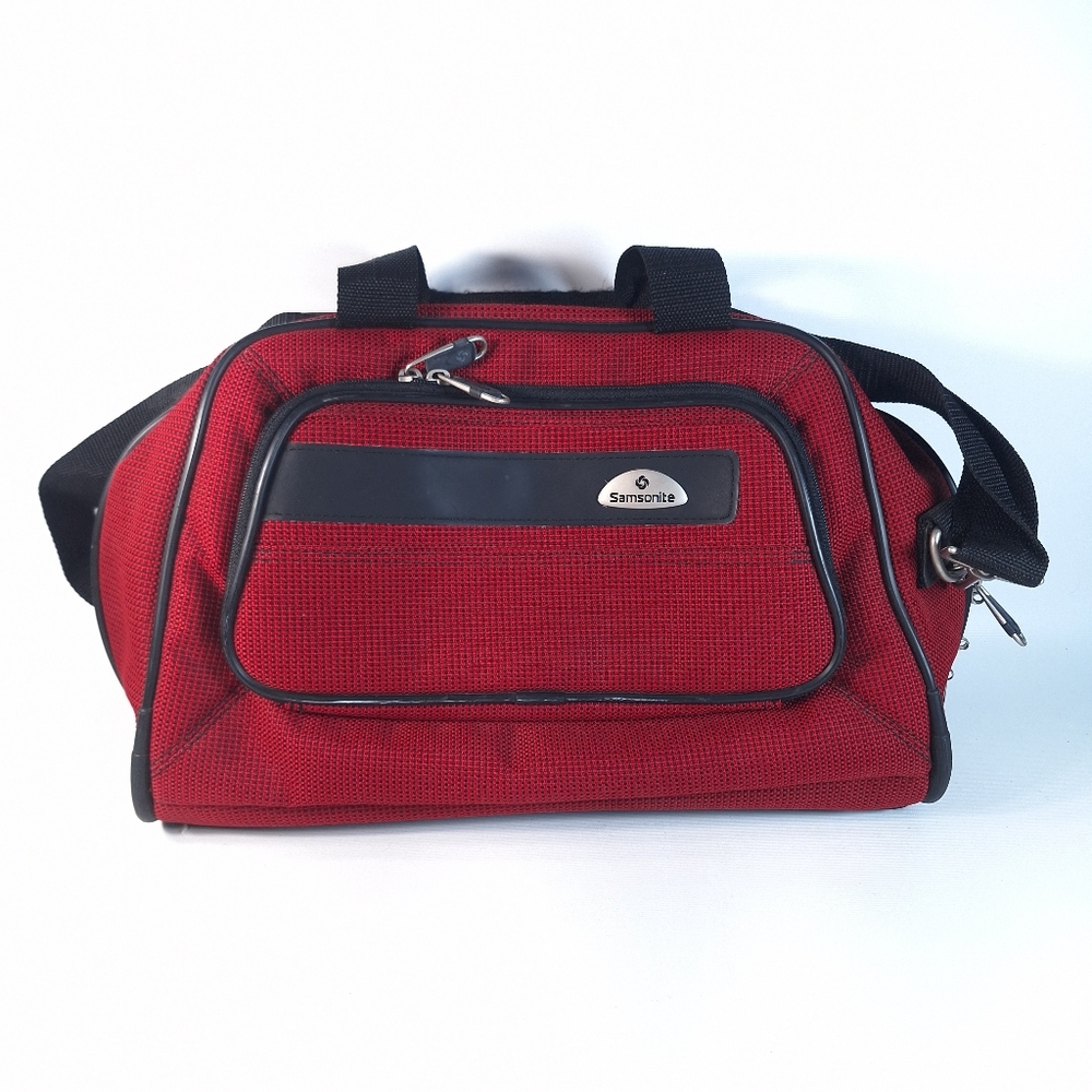 Samsonite Mens Travel Messenger‎ Bag Burgundy Red Snap Zip Dual Handle